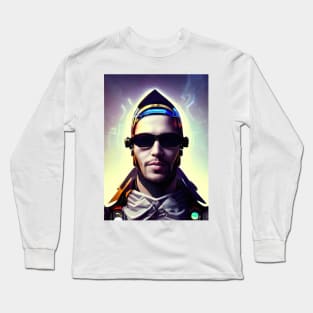 Portrait of a futuristic man with glasses. Long Sleeve T-Shirt